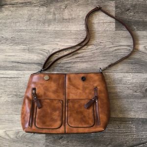 Faux leather brown purse